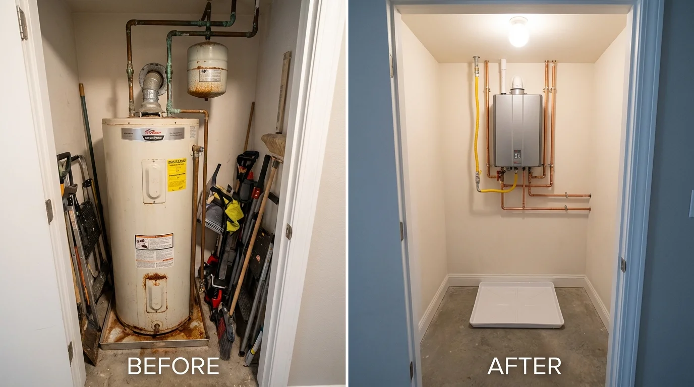 Tank water heater versus wall-mounted tankless unit comparison for Gallatin, TN homeowners